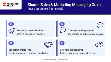 Shared sales marketing messaging guide four-component framework infographic