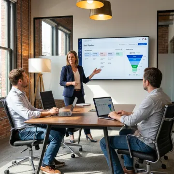 Fractional sales manager reviewing pipeline strategy