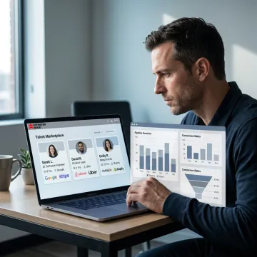 Founder reviewing sales candidate profiles