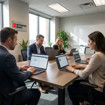 Sales team reviewing pipeline and outreach strategy