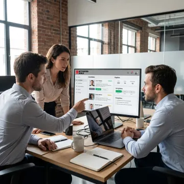 Startup team evaluating vetted sales candidates