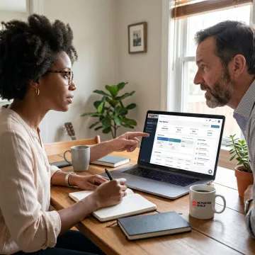 Founder and sales consultant reviewing startup pipeline