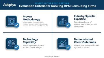 Four criteria for evaluating BPM consulting firms comparison chart