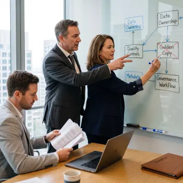 Consultants mapping an enterprise data governance framework