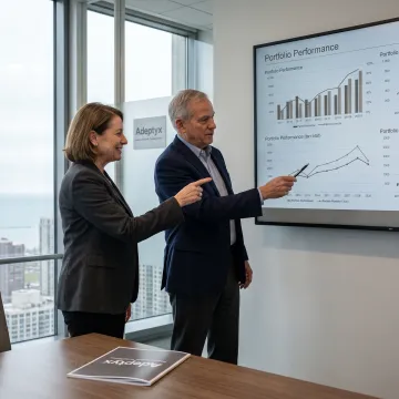 Financial technology consultants reviewing data in Chicago