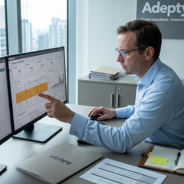 Financial compliance professional reviewing regulatory reporting data