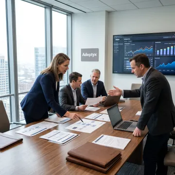 Consultants planning investment analytics dashboards