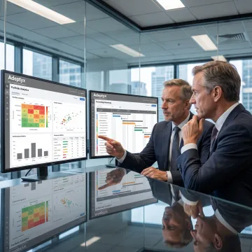Financial services consultants reviewing investment data