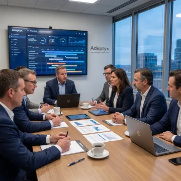 Financial services consultants reviewing a digital strategy