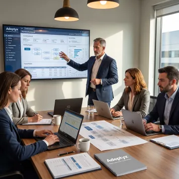 Investment team planning portfolio technology