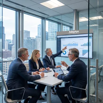 Investment consultants reviewing market data in Chicago