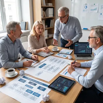 Consultants planning a financial analytics strategy