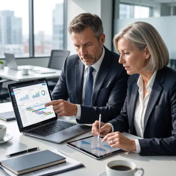 Financial services consultants reviewing a transformation roadmap