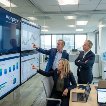 Financial data consultants reviewing analytics