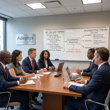 Consultants mapping an AI implementation roadmap