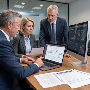 Financial compliance consultants reviewing trading controls
