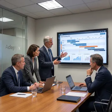 Financial services leaders reviewing a digital strategy