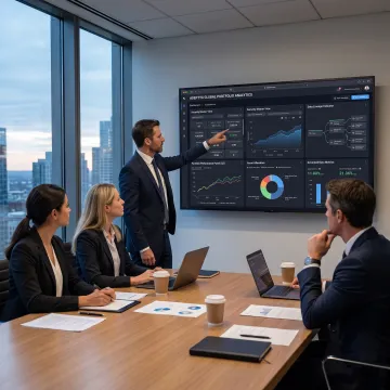 Financial analysts reviewing data dashboards