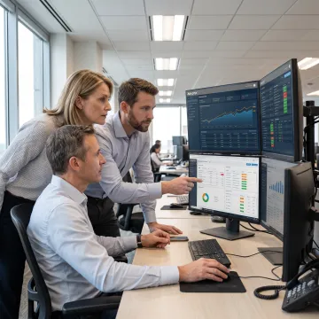 Investment professionals reviewing a unified asset management platform