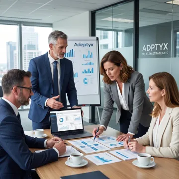 Financial advisors reviewing practice management technology