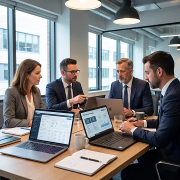 Private equity professionals reviewing fund performance data