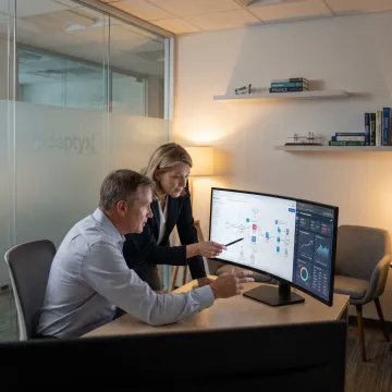Financial services consultants reviewing a cloud strategy