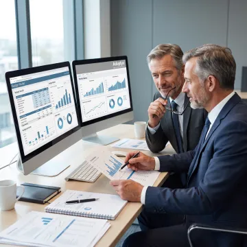Financial consultants reviewing planning analytics