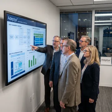 Financial services consultants reviewing a business strategy