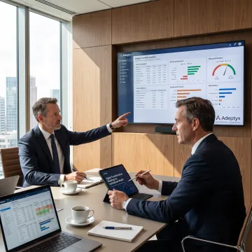 Investment professionals reviewing portfolio analytics