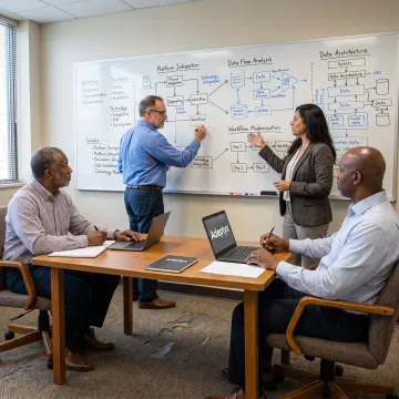 Team reviewing a future-state process map