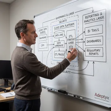 Consultant mapping a financial data architecture