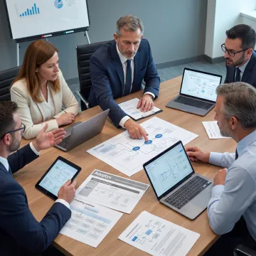 Consultants reviewing a post-merger integration plan