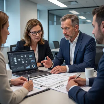 Financial services team reviewing generative AI strategy