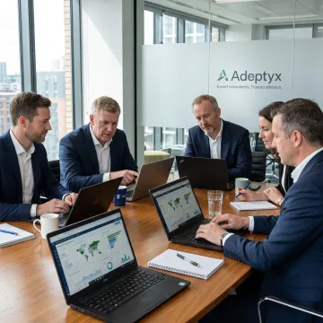 Consultants reviewing ESG performance data
