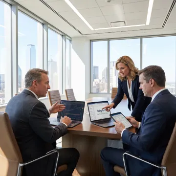 Financial consultants collaborating in a Dallas office