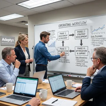 Consultant leading a financial workflow planning session
