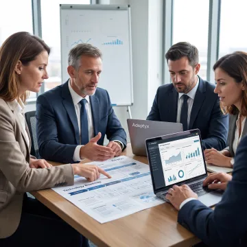 Consultants collaborating on a financial technology roadmap