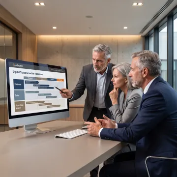 Consultants reviewing a digital transformation roadmap
