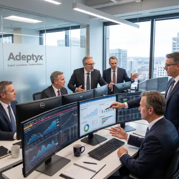 Investment professionals reviewing institutional platform analytics