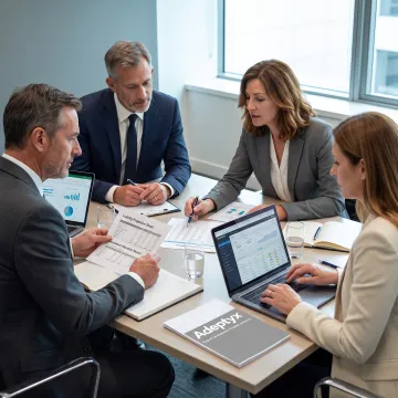 Consultants discussing asset liability management strategy