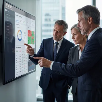 Financial services consultants reviewing analytics