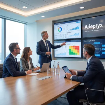 Financial services leaders reviewing an integrated strategy