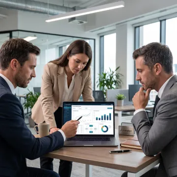 Investment professionals reviewing an alternative investment platform