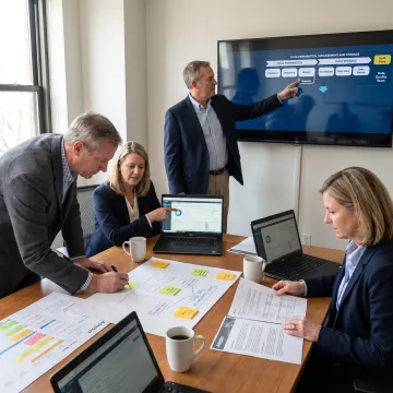 Consultants planning a financial technology transformation