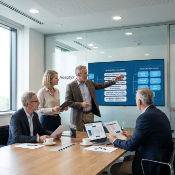 Private markets consultants reviewing investment platform data
