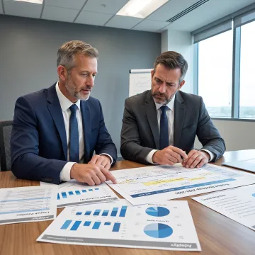 Financial services consultants reviewing a market launch plan