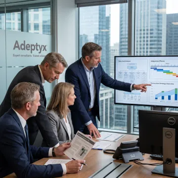 Financial services advisors reviewing transaction plans