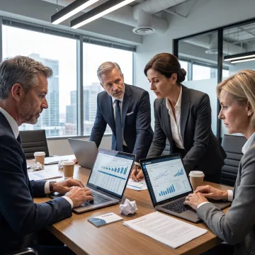 Financial services consultants reviewing a growth strategy