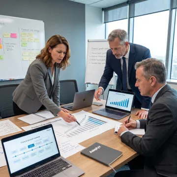 Consultants developing a financial services growth roadmap
