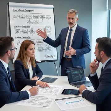 Consultants mapping a financial technology transformation roadmap